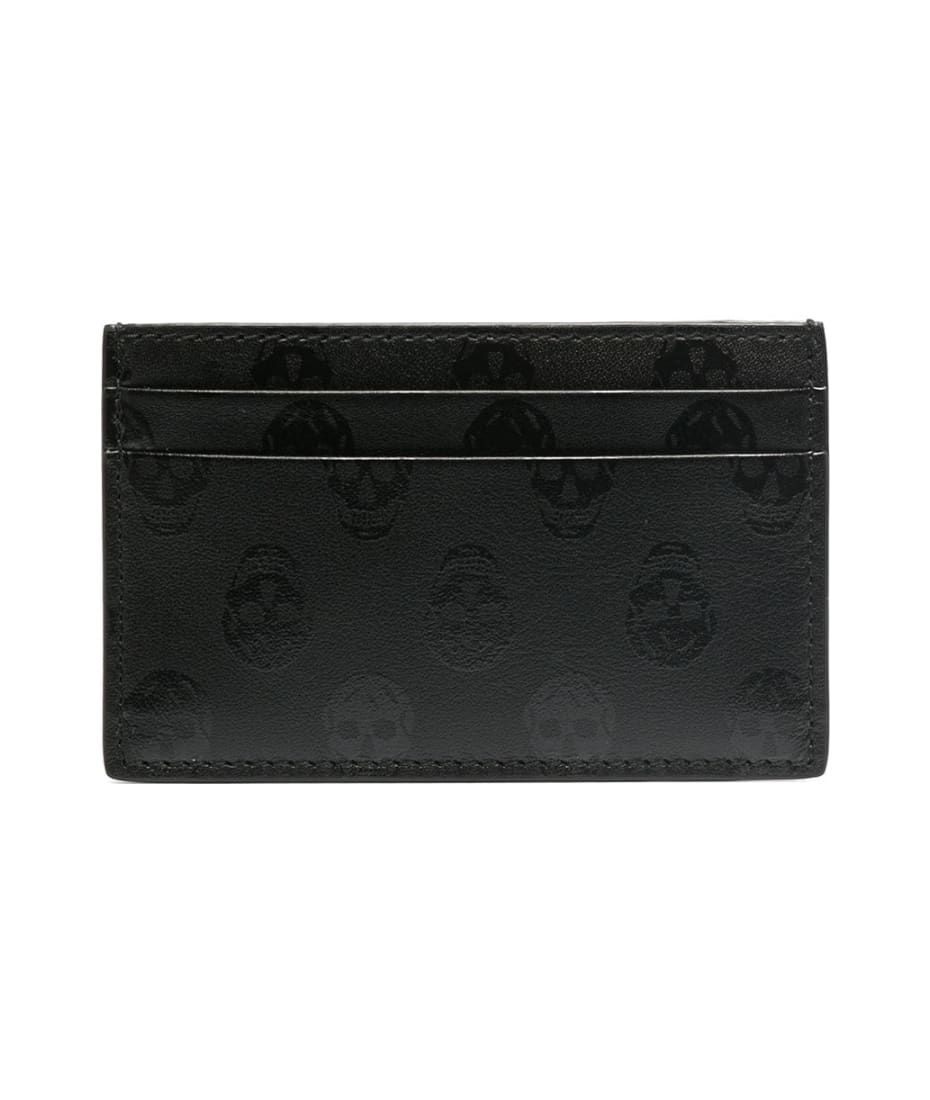 Men's luxury wallet - Alexander McQueen black leather Ribcage card holder