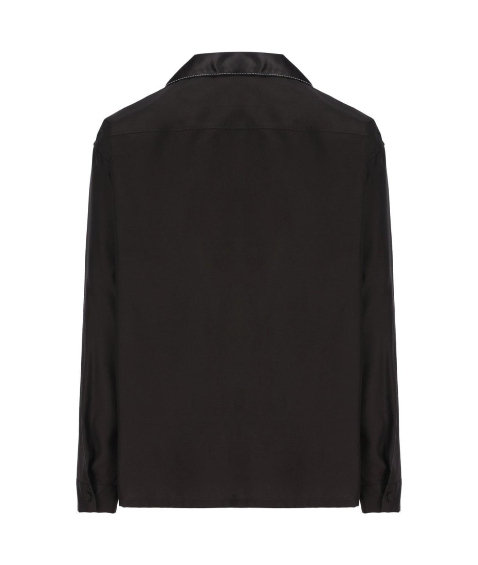 ワンピース Prada Printed Silk Shirt Prada Black Floral Split Button Up Shirt – Savonches