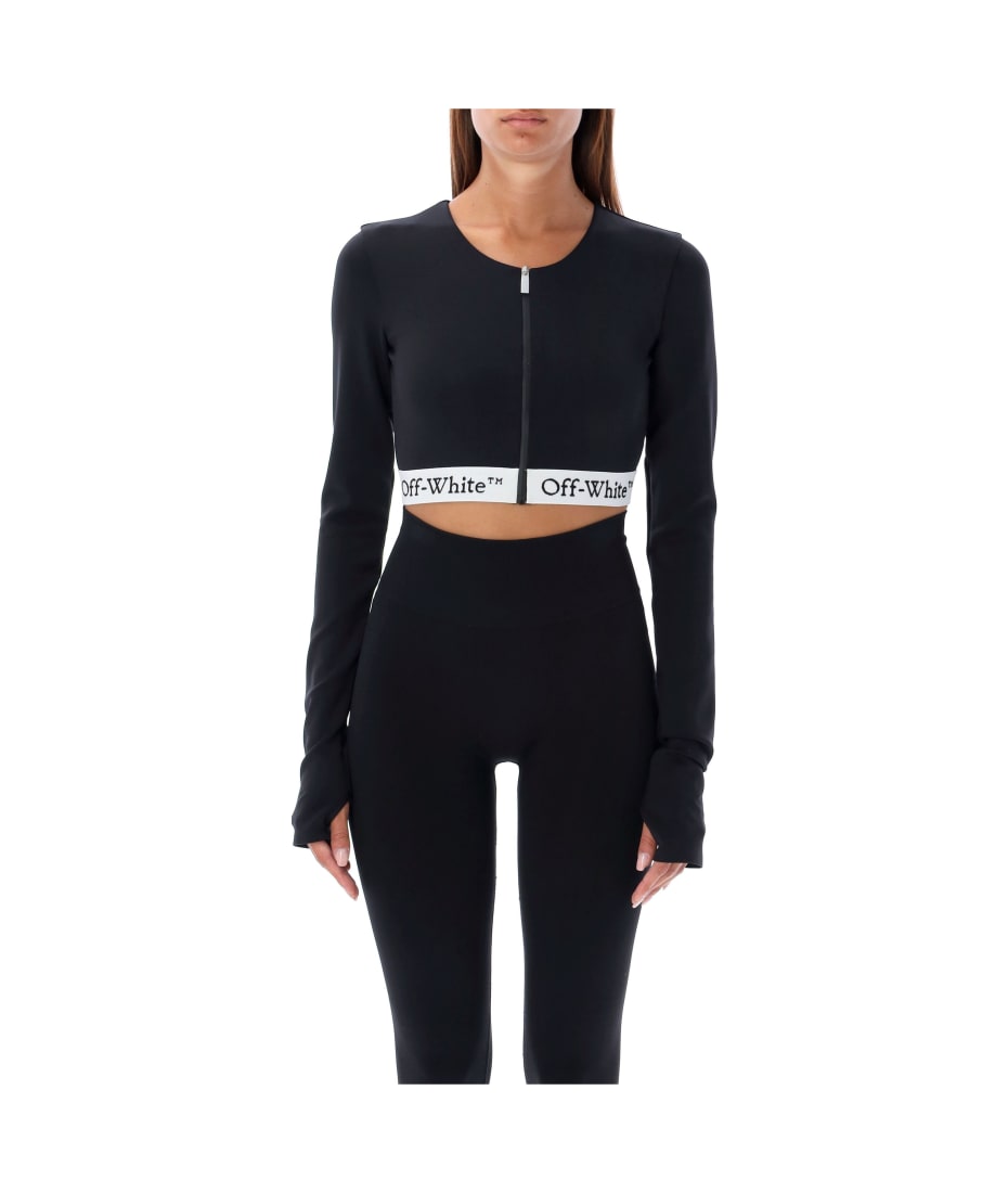 Logo Brand Zipped Crop Top