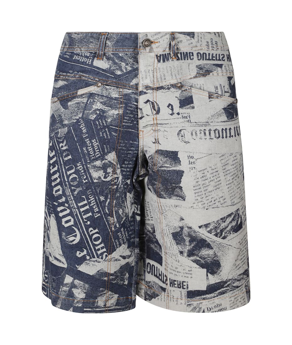 Versace Jeans Couture Magazine Print Denim Shorts italist