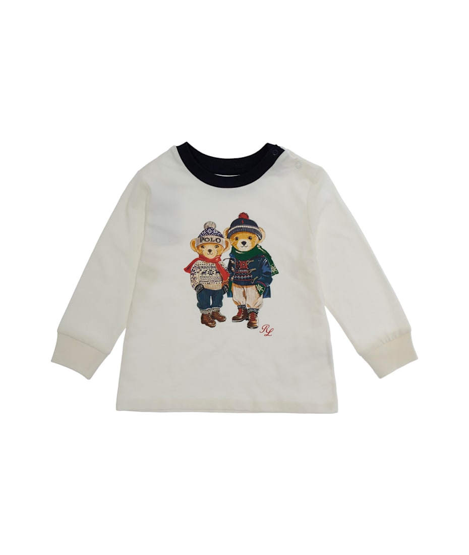 Polo Ralph Lauren White And Blue Sweatshirt With Contrasting