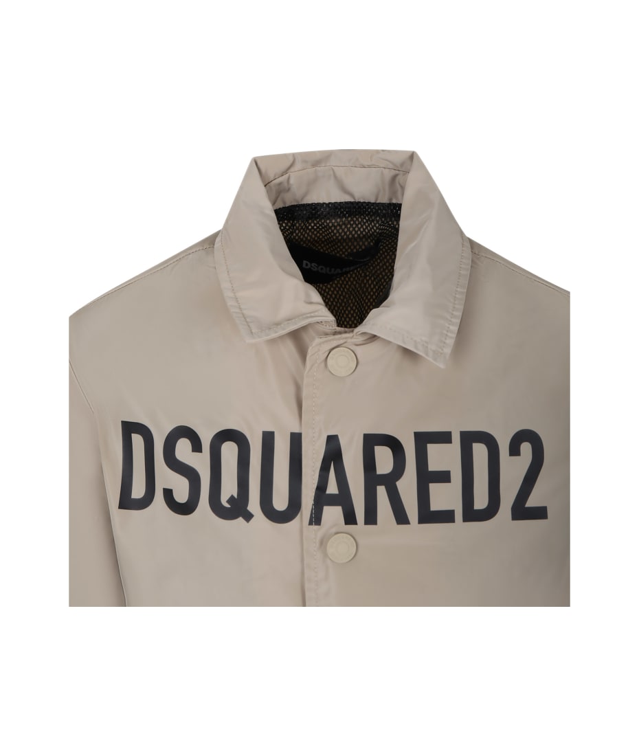 Dsquared2 Beige Jacket For Boy With Logo