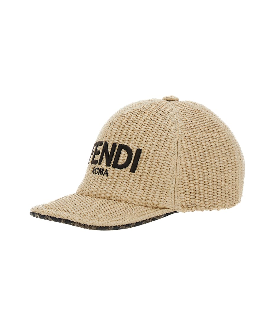 Fendi Beige Baseball Cap With Logo Lettering Embroidery On The