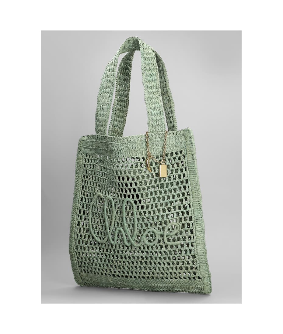 Chloé Summer Banana Tote In Green Raffia | italist