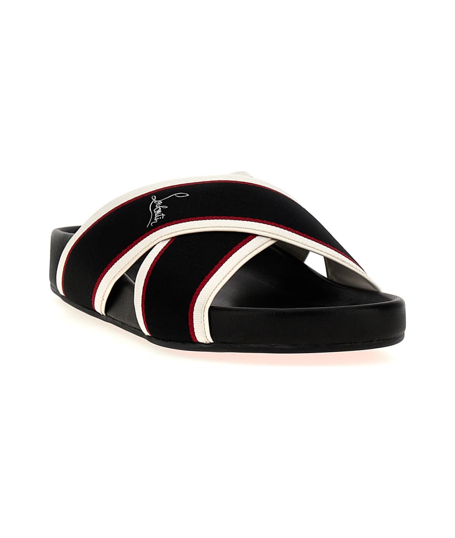 Christian Louboutin 'hot Cross Bizz Flat' Sandals - Black  