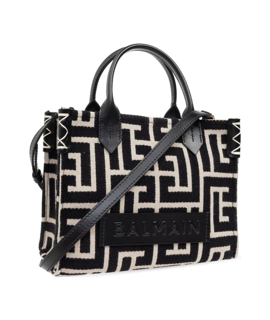 【関税＆送料込み】Balmain B-Army 42 Monogram Jacquard And B-Army 42 monogram jacquard and leather Tote bag - Women