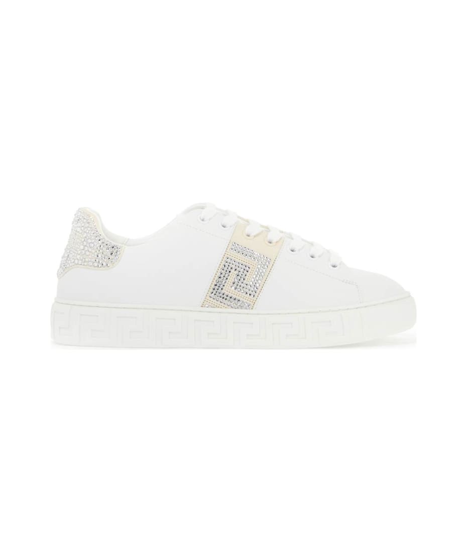 【関税&送料込み】Versace Greek Sneaker With Crystals Versace 'greca Crystal Sneakers | italist