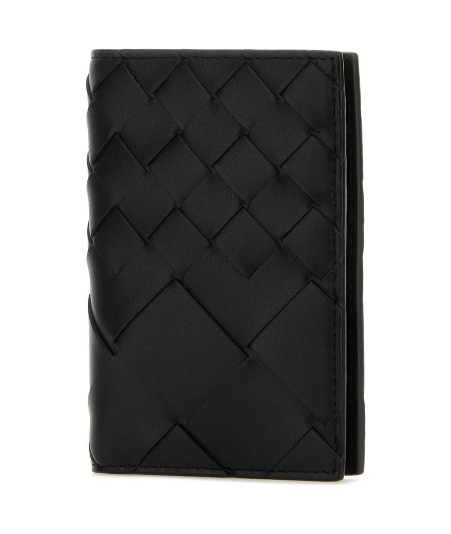 Bottega Veneta Black Leather Intrecciato Card Holder - BLK