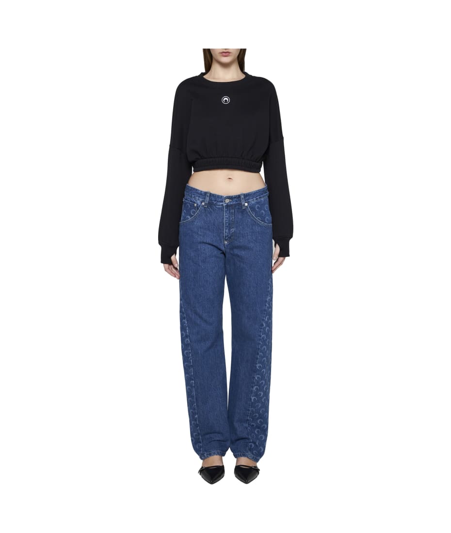 Marine Serre Moon Logo Fleece Cropped Sweatshirt | italist, ALWAYS 