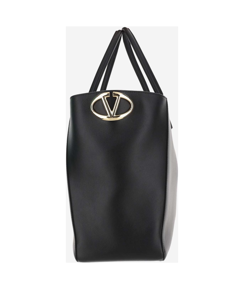 トートバッグ Valentino Garavani Vlogo Side Smooth Leather Tote Bag Valentino Garavani VLogo Side Shopping Bag in Nappa Calfskin