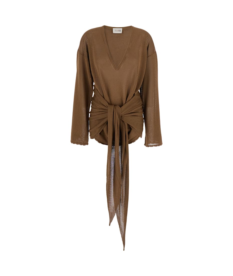 the attico brown dress The Attico Jersey Dress in Dark Brown main image 1
