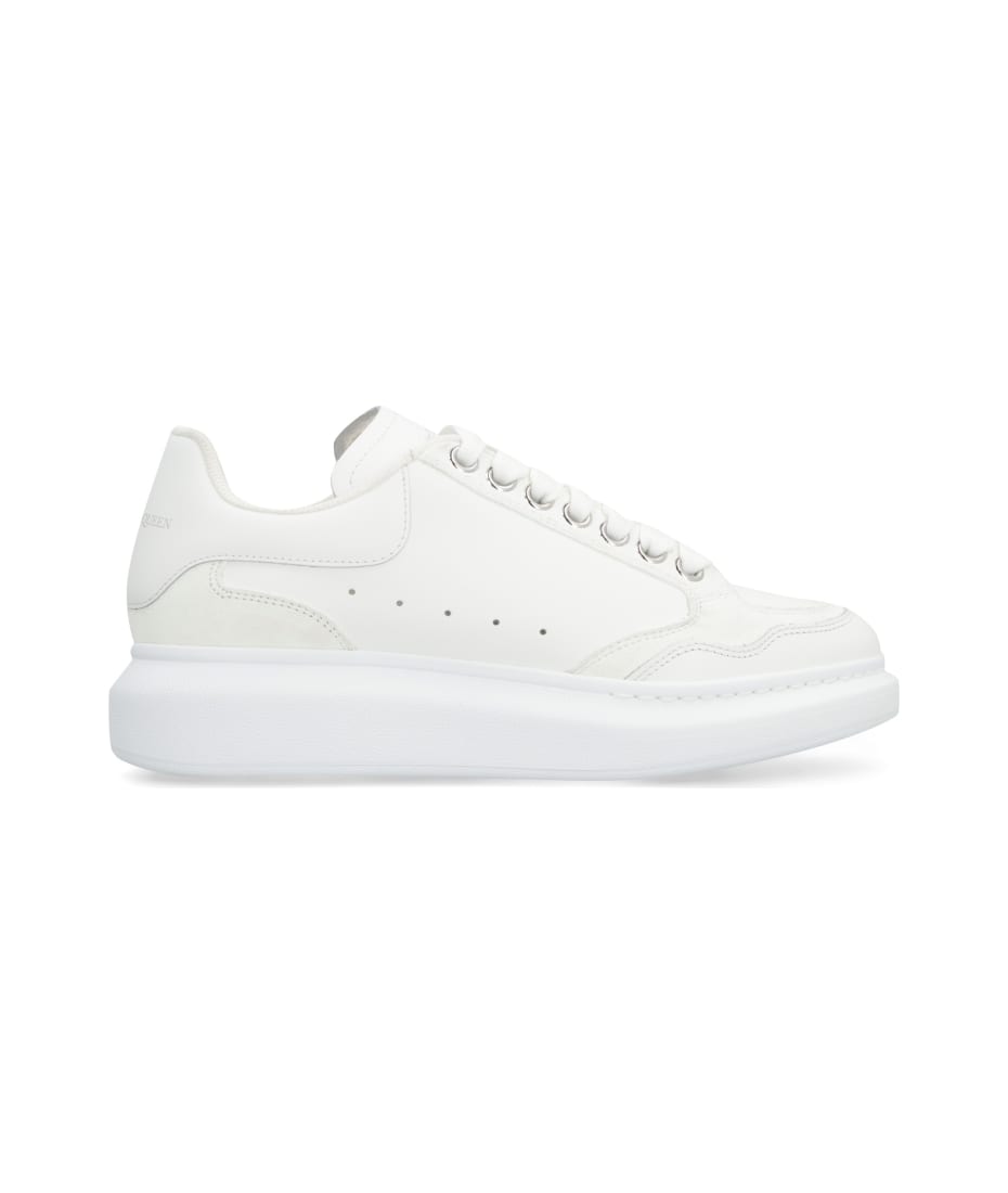 Alexander McQueen White Leather And Black Suede Larry Low Top Sneakers Size  37.5