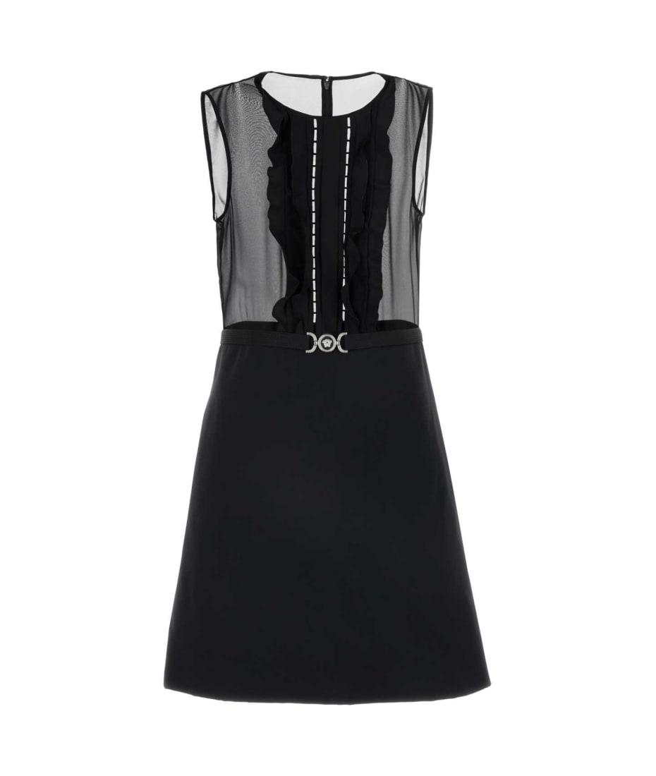 【送料&関税込】Versace Black ette Mini Dress Versace Black Georgette Mini Dress | italist