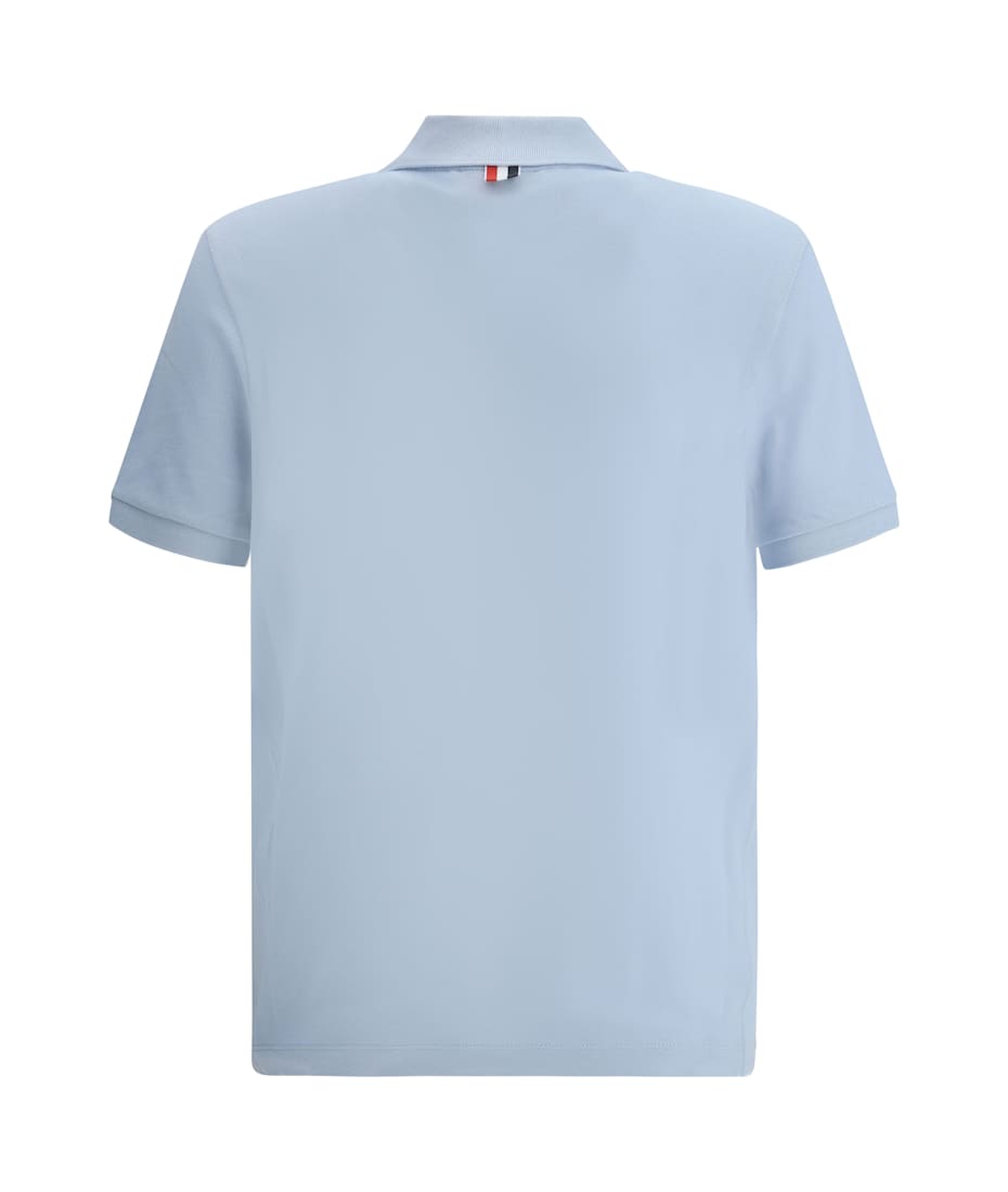 Thom Browne Polo Shirt In Light Blue Cotton | italist