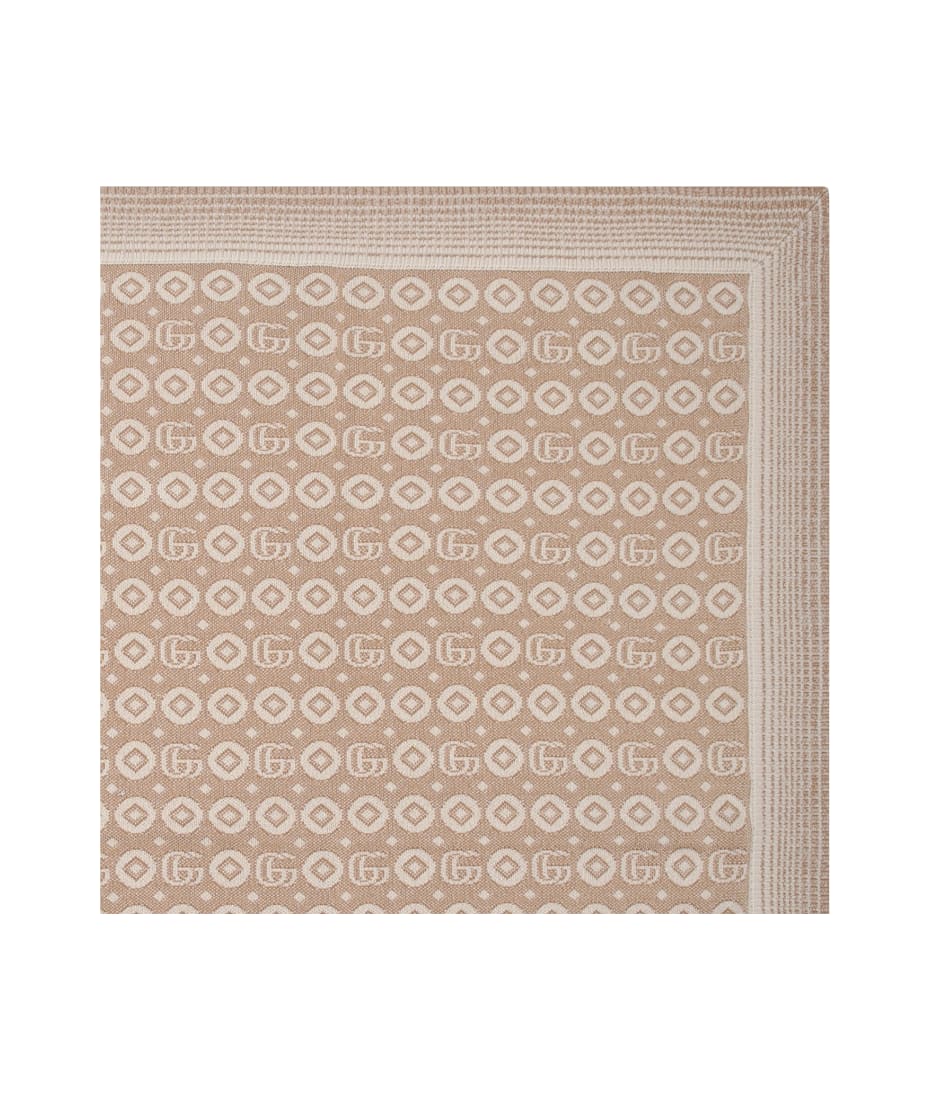 Gucci bead Brown Blanket For Babykids With Double G - Brown