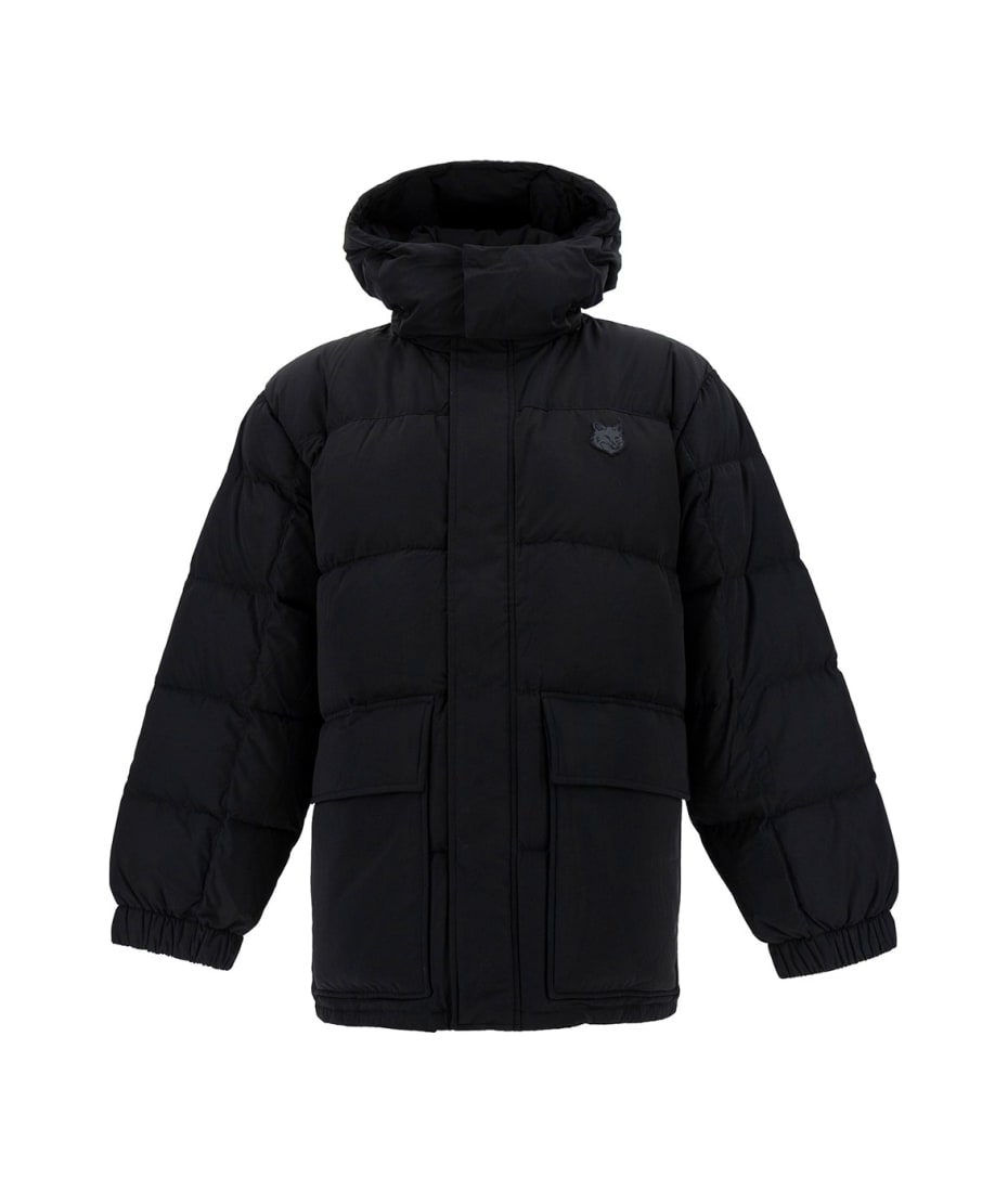 Maison Kitsuné Hooded Puffer In Nylon With Tonal Fox Head Patch