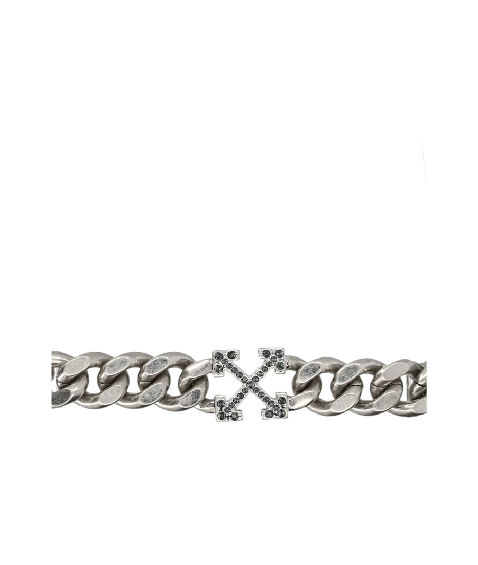 Off-White Crystal Arrow Chain Necklace | italist