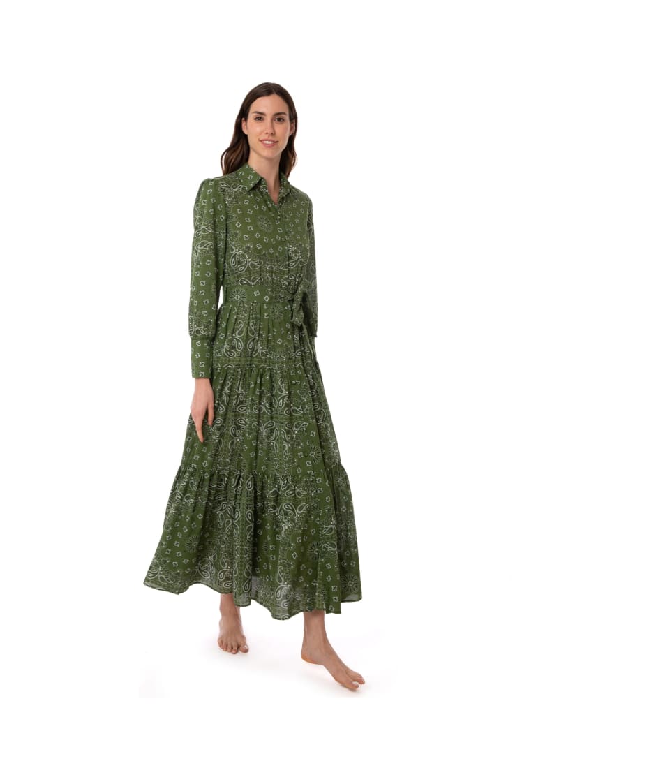 MC2 Saint Barth Green Bandana Long Dress Jensen | italist, ALWAYS LIKE A SALE MC2 Saint Barth Green Bandana Long Dress Jensen | italist, ALWAYS LIKE A SALE