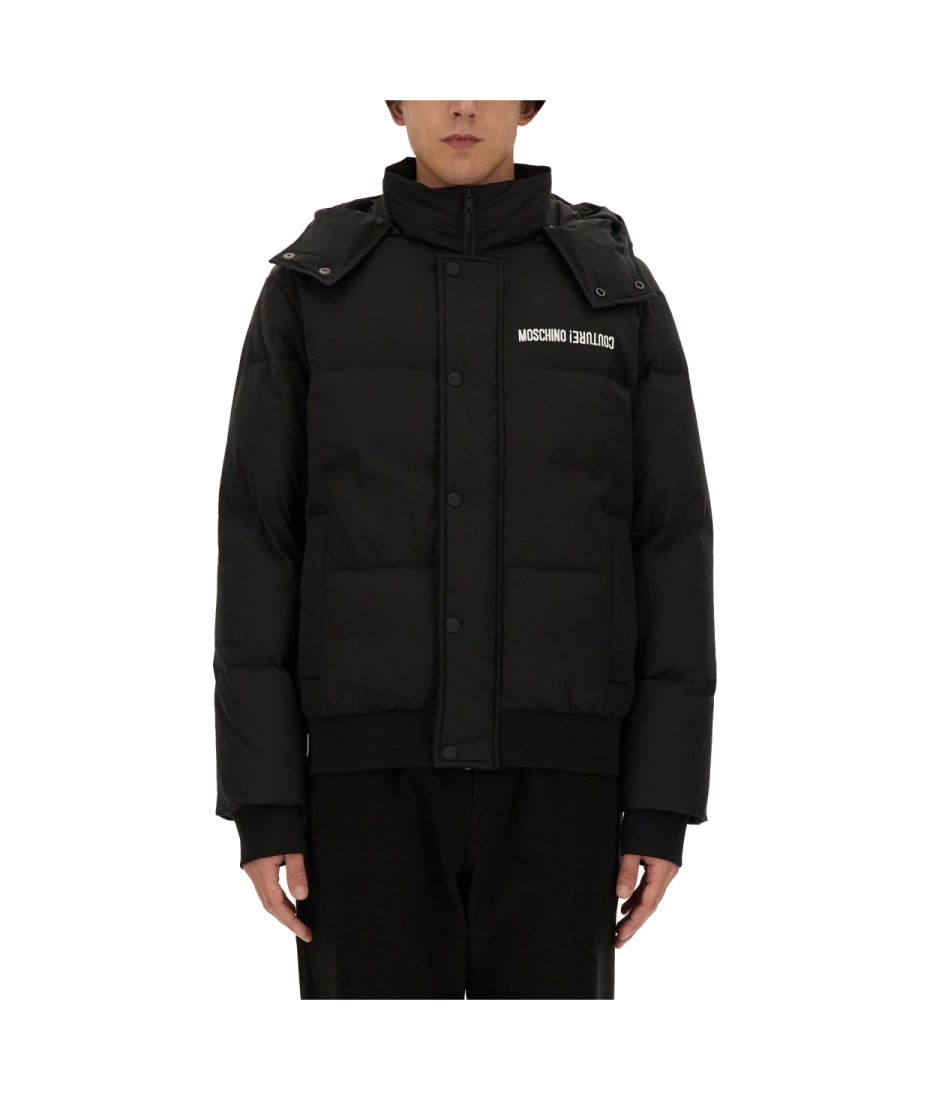 MOSCHINO ブラック ダウンジャケット Moschino Down Jacket With Logo | italist