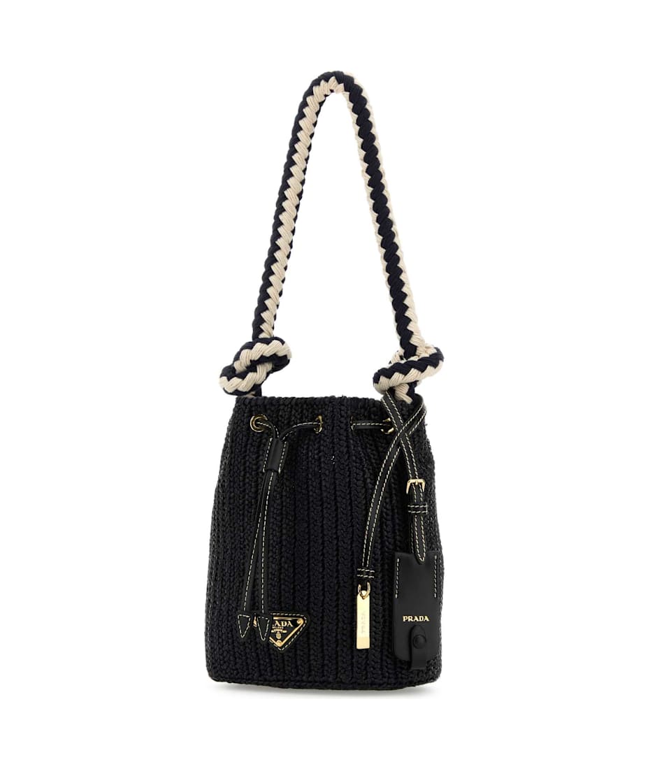 【関税&送料込】Prada Black Crochet Mini Bucket Bag Black Crochet mini bucket bag | PRADA
