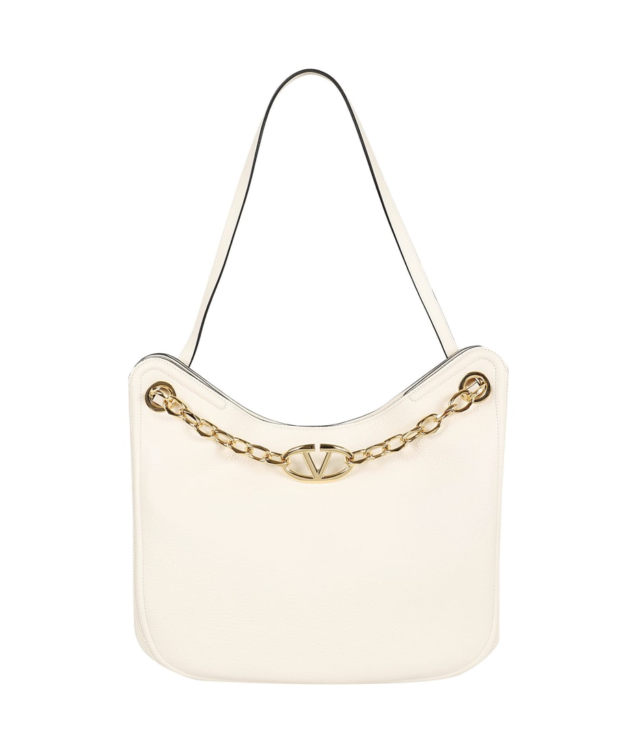 Valentino Garavani Small Hobo Vlogo Moon Bag - Ivory