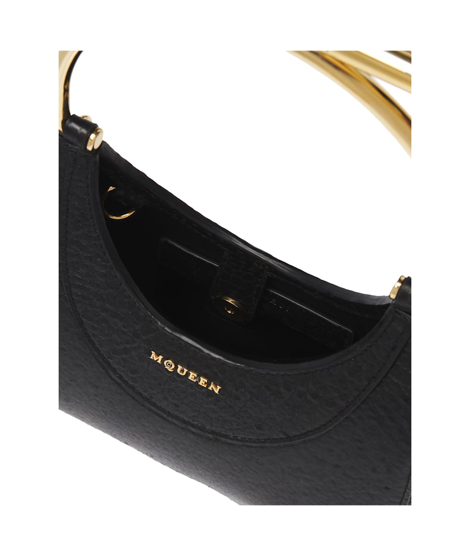 【送料&関税込】Alexander McQueen Mini Cross-bar Handbag Alexander McQueen Black Leather Mini Cross-bar Handbag