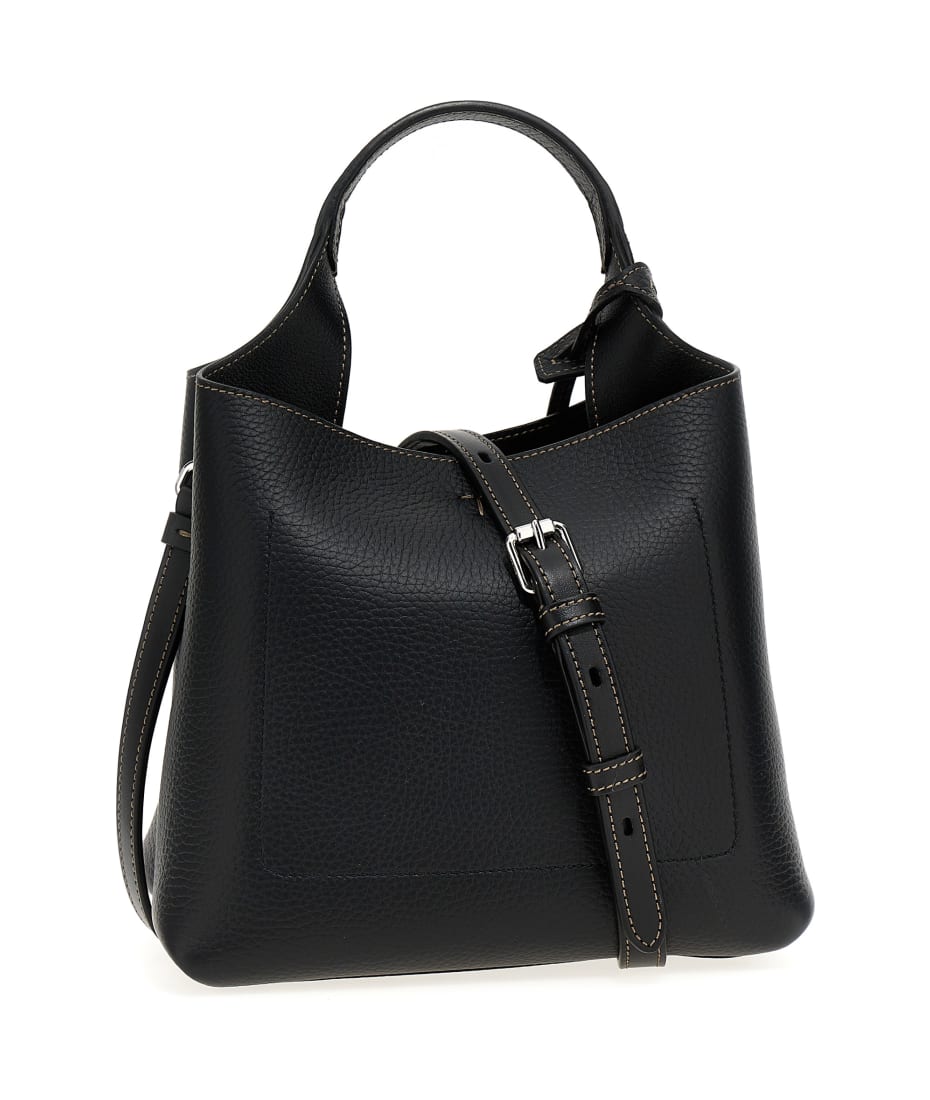 【関税＆送料込み】Tod'S Black Tote Bag With Logo Plaque On Man BLACK Tod's Di Bag Tote in Leather Medium