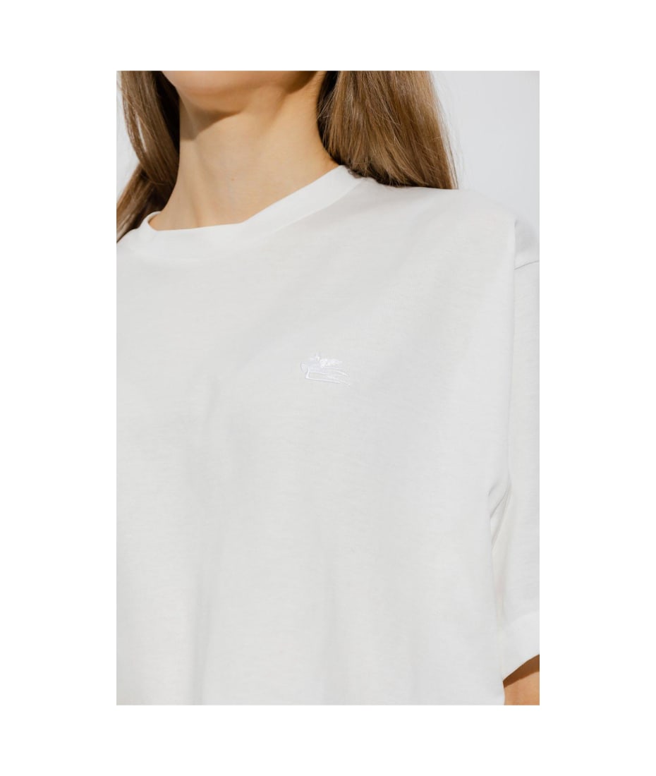 Etro Logo Embroidered Cropped T-shirt