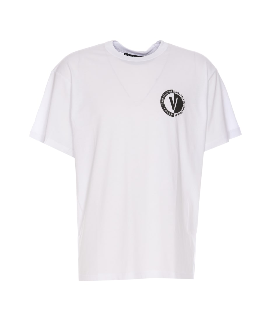 VERSACE JEANS COUTURE V EMBLEM T SHIRT-WHITE.