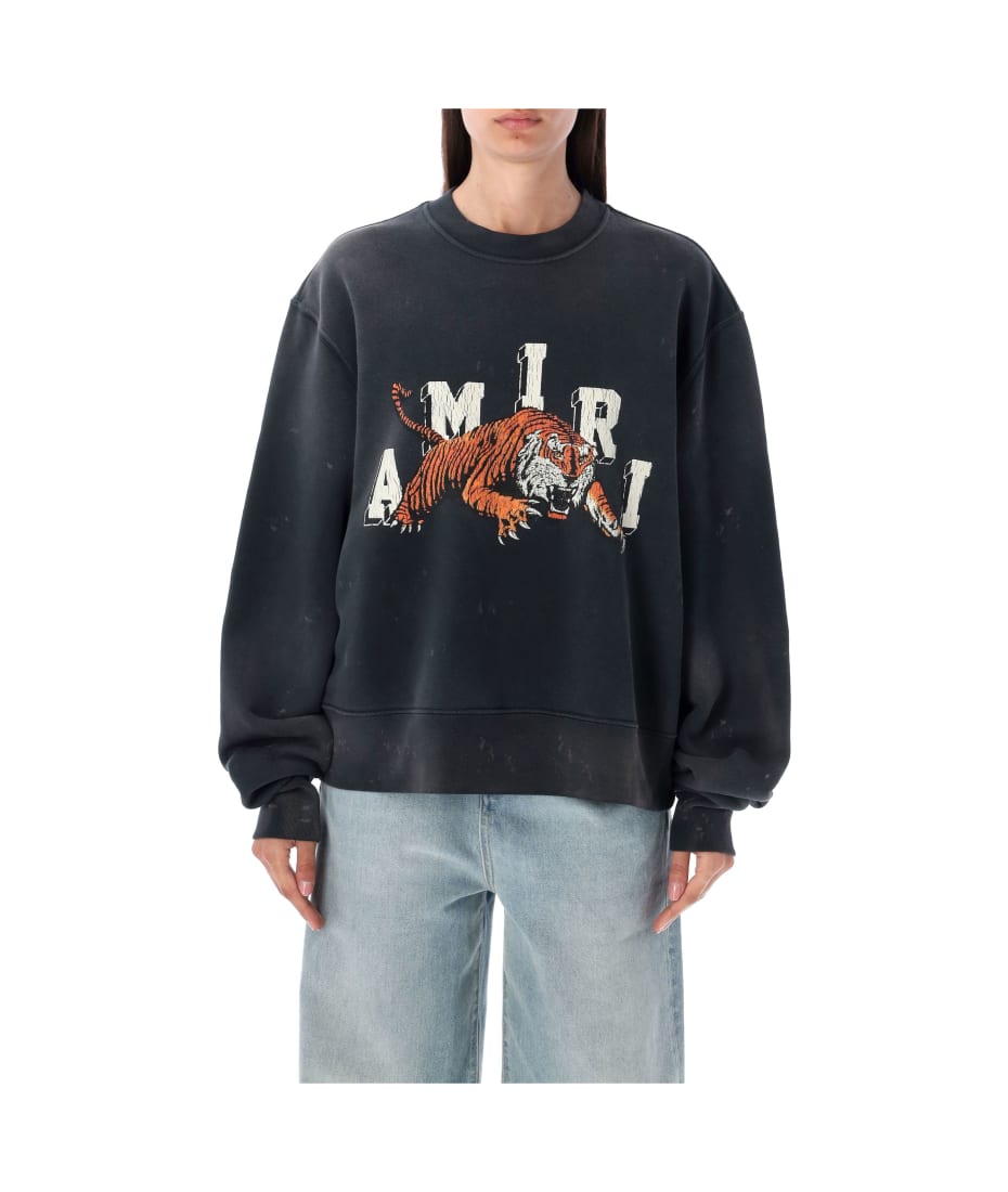 Vintage Tiger Cotton Sweatshirt in Black - Amiri