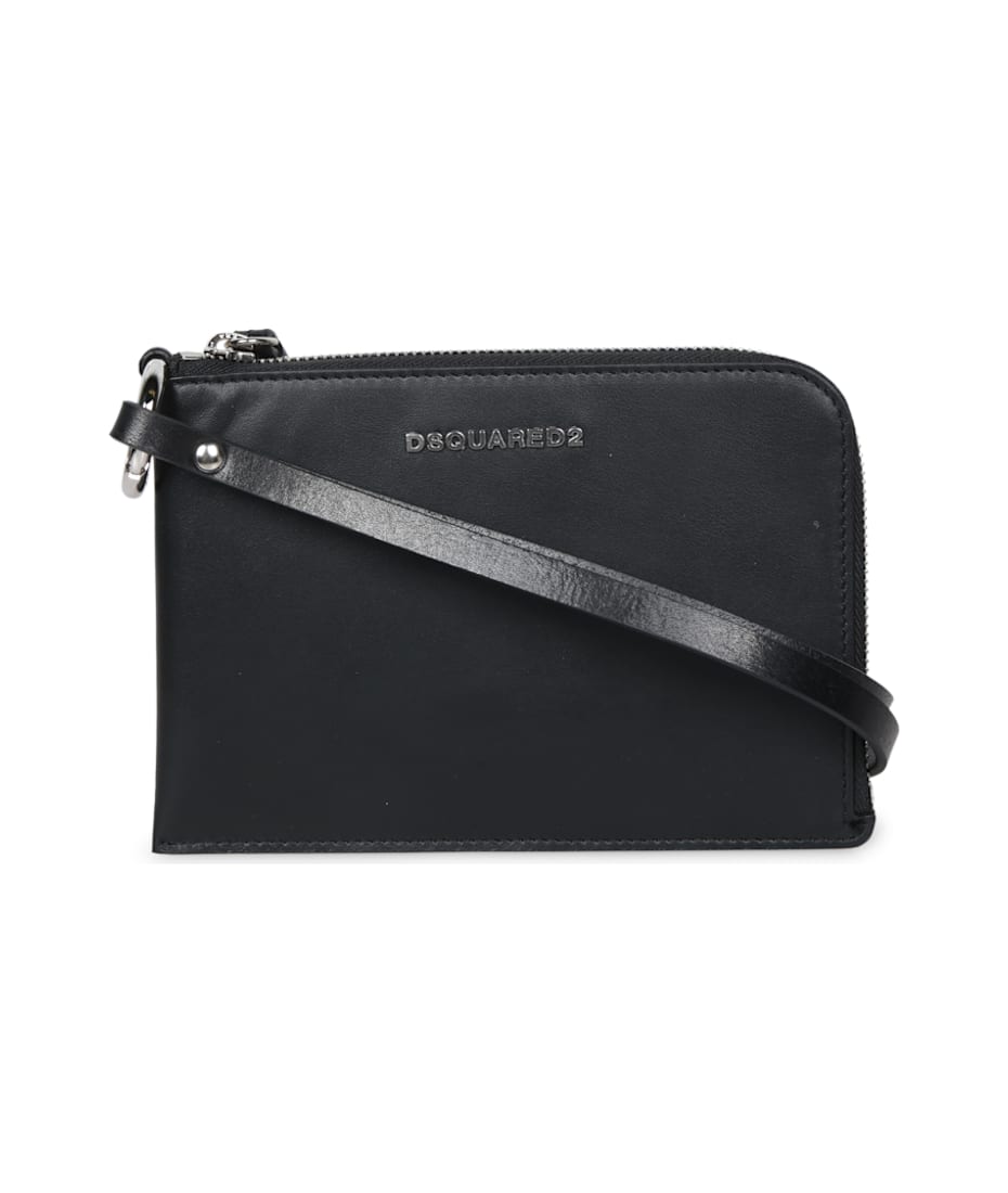 Dsquared2 Black Leather Clutch Bag italist