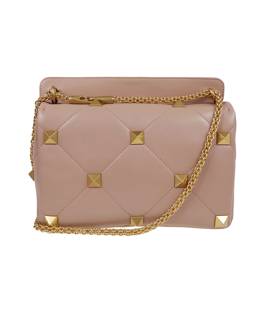 Medium Roman Stud The Shoulder Bag In Nappa With Chain for Woman in Rose  Cannelle