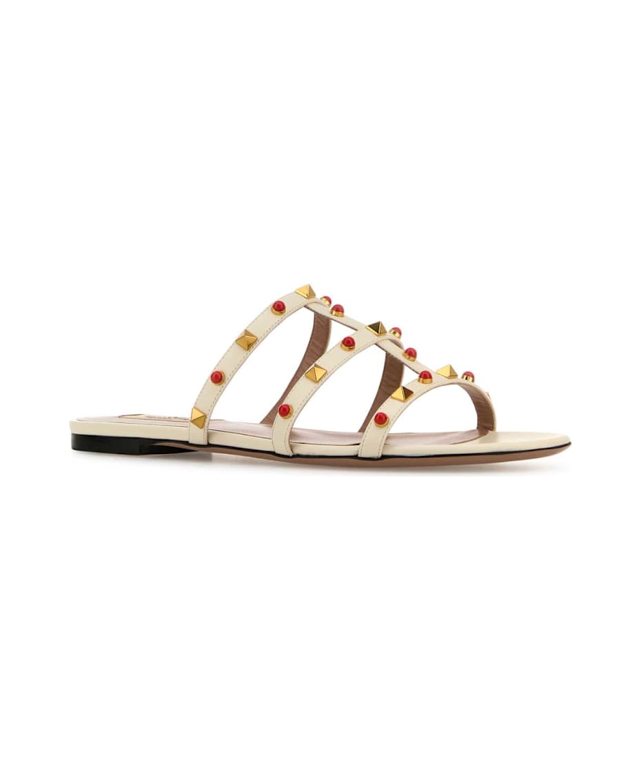 サンダル・ミュール Valentino Garavani White Leather Studs Slippers Valentino Garavani White Leather Studs Slippers | italist
