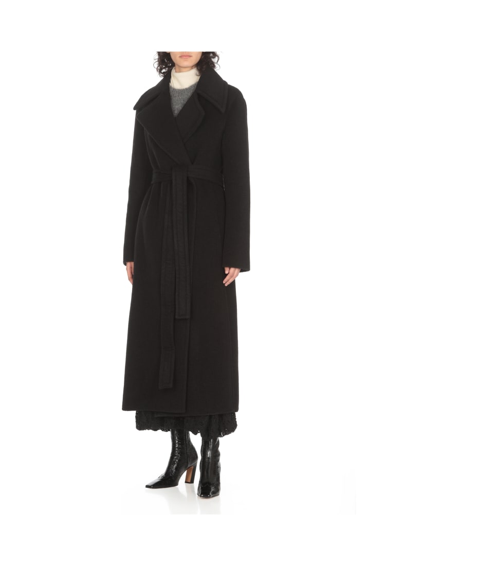 【関税＆送料込み】Jil Sander Black Wool Coat Jil Sander Women's Wool Angora Coat 40 Mint Navy-Black
