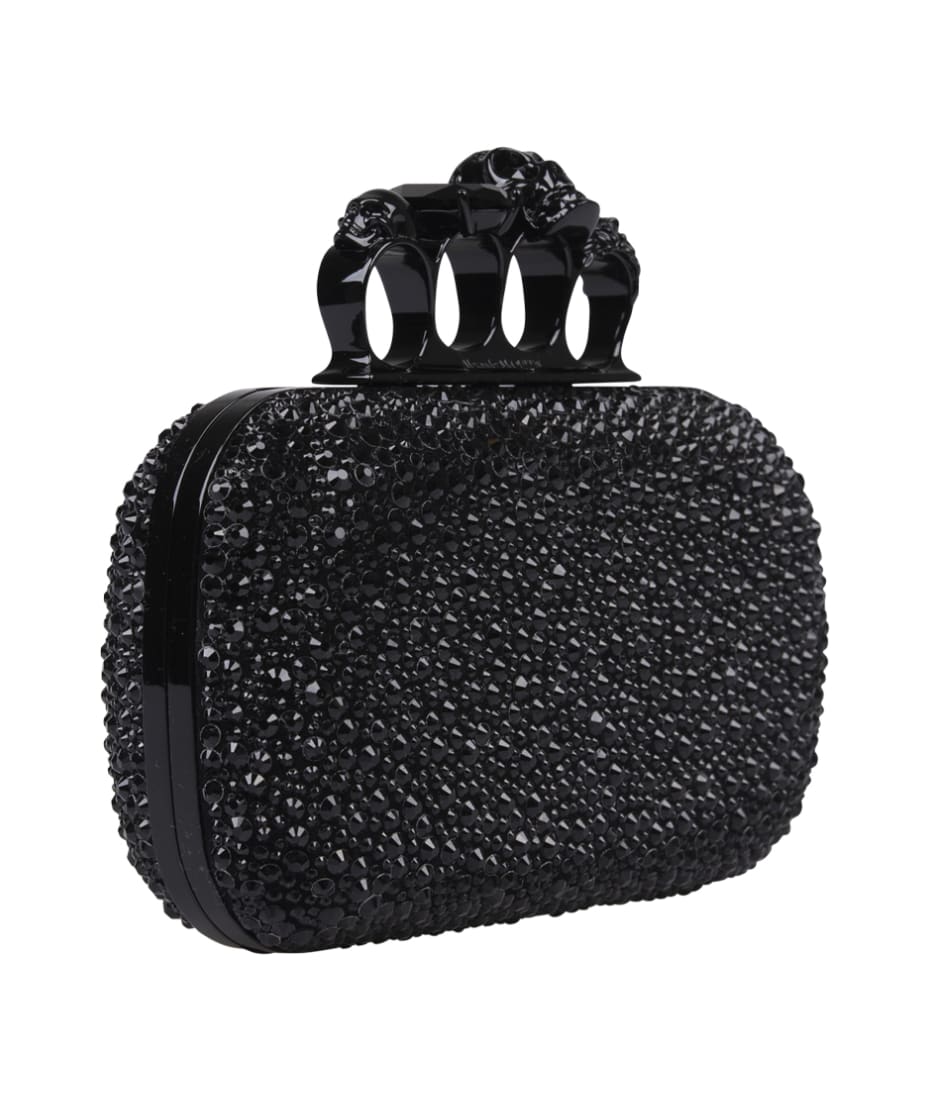 クラッチバッグ Alexander Mcqueen Clutches Alexander McQueen Knuckle Skull Flat Clutch in Black Leather