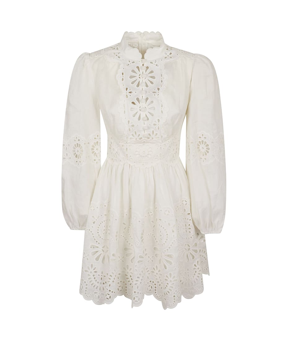 【Zimmermann】アカシアブロデリー刺繍 リネン ミニ☆関税込 Zimmermann Acacia Broderie Mini Dress | italist