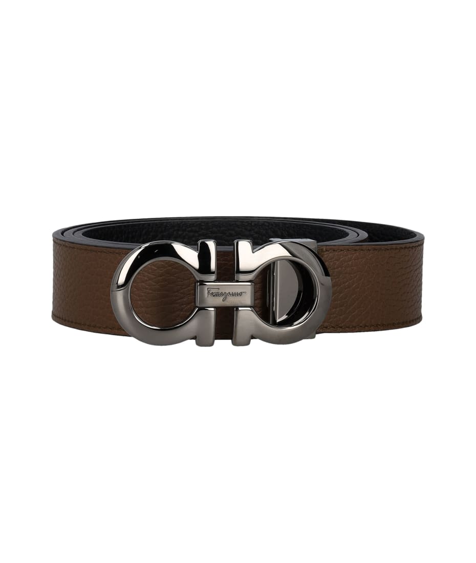 Ferragamo Black grained leather belt