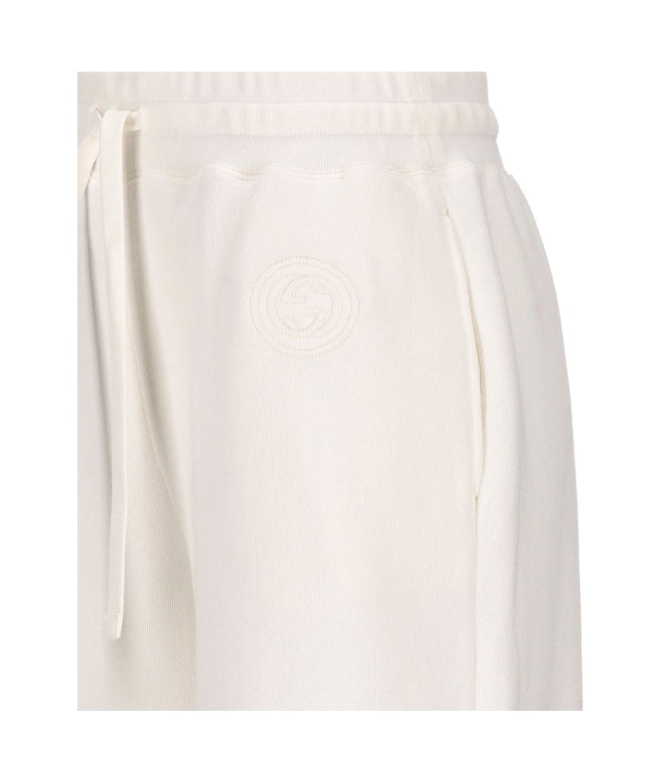 Gucci Interlocking G Embroidered Jersey Trousers - White