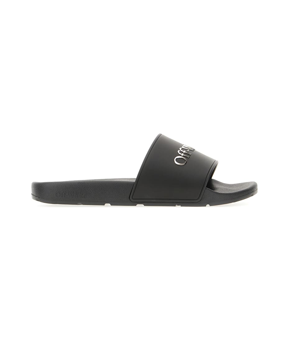 【送料&関税込】Off-White Bookish Slippers Off-White Bookish Slippers Met Logoprint | Zwart | FARFETCH NL