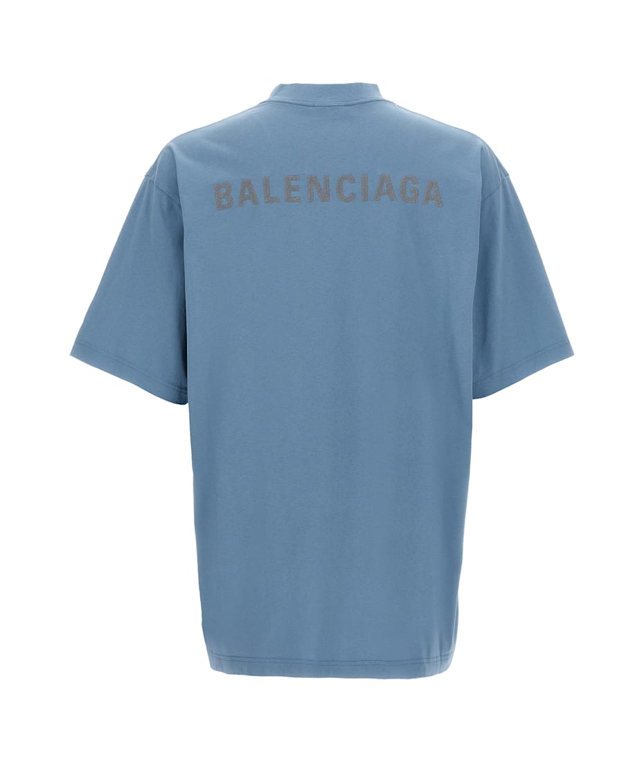 BALENCIAGA Back Reflective Tシャツ Balenciaga Back Reflective T-shirt Medium Fit in Grey Blue