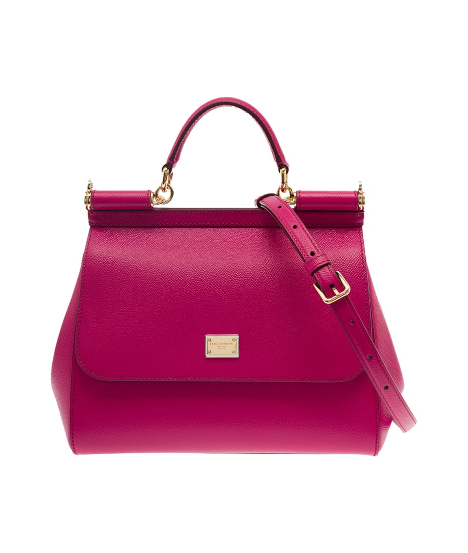 Dolce & Gabbana Mini Sicily Bag in Pink Dauphine Calfskin Leather