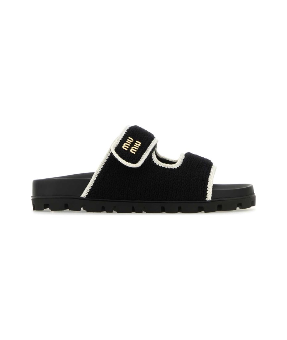 Miu Miu Black Crochet Slippers | italist