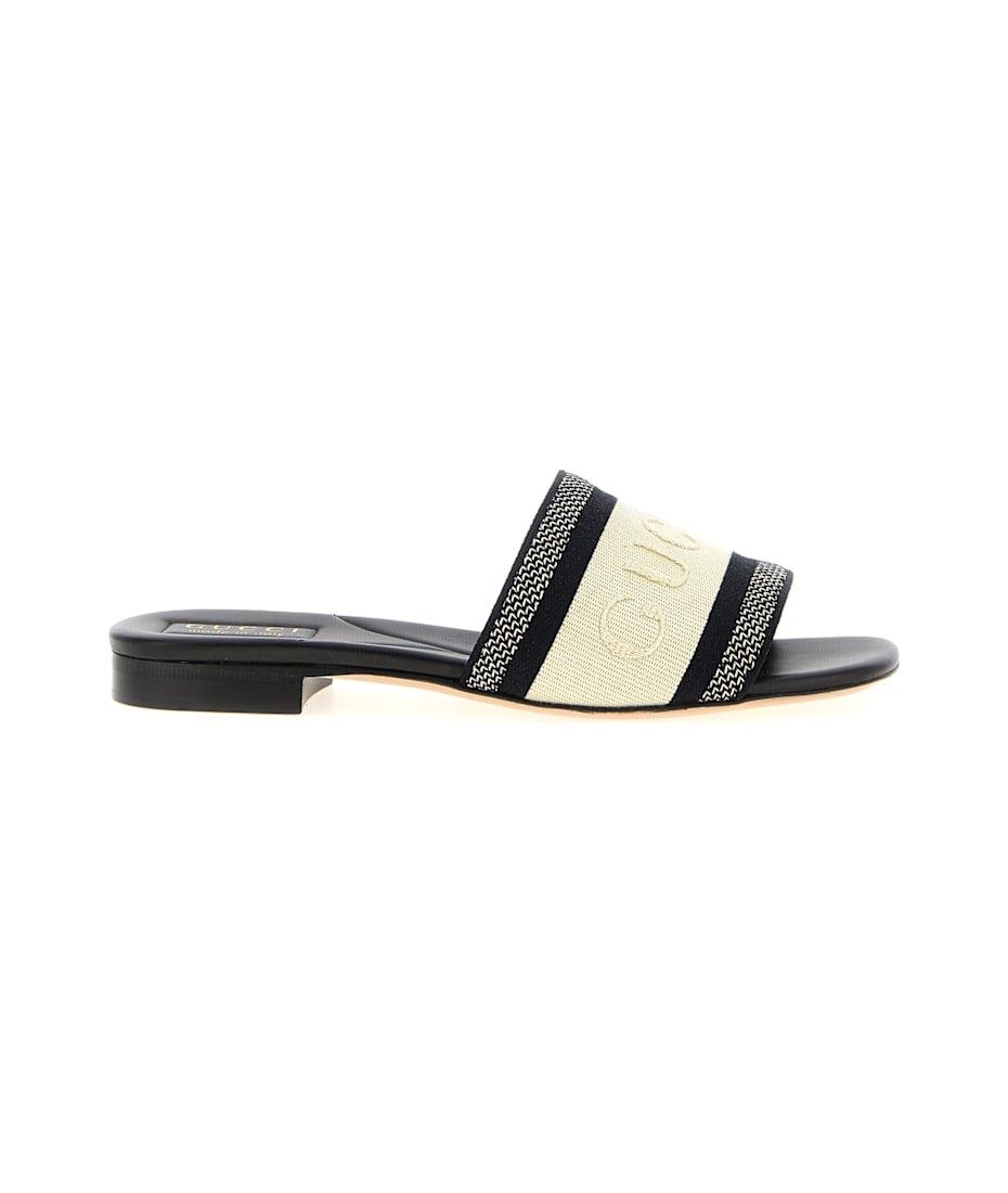 サンダル・ミュール Gucci LOGO EMBROIDERY SANDALS Gucci Logo Embroidery Sandals | italist