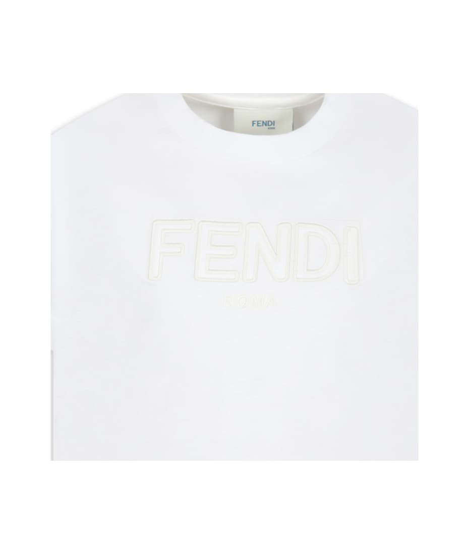 Fendi White T-shirt For Kids With Logo | italist