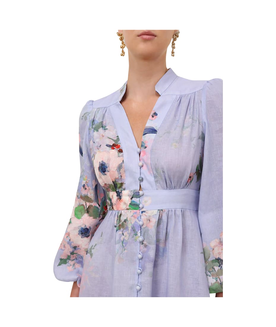 knee length dresses for ladies Yellow Watercolour Floral Everley Lace Trim Slip Dress