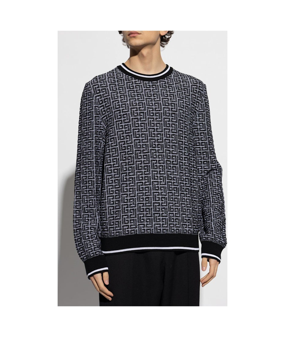 【送料&関税込】Balmain Monogrammed Jacquard Knit Sweater Balmain Monogrammed Jacquard Knit Sweater | italist, ALWAYS