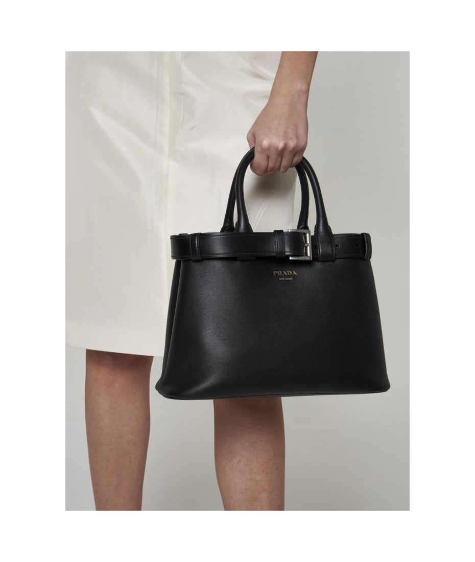 Prada Buckle Leather Medium Tote Bag | italist