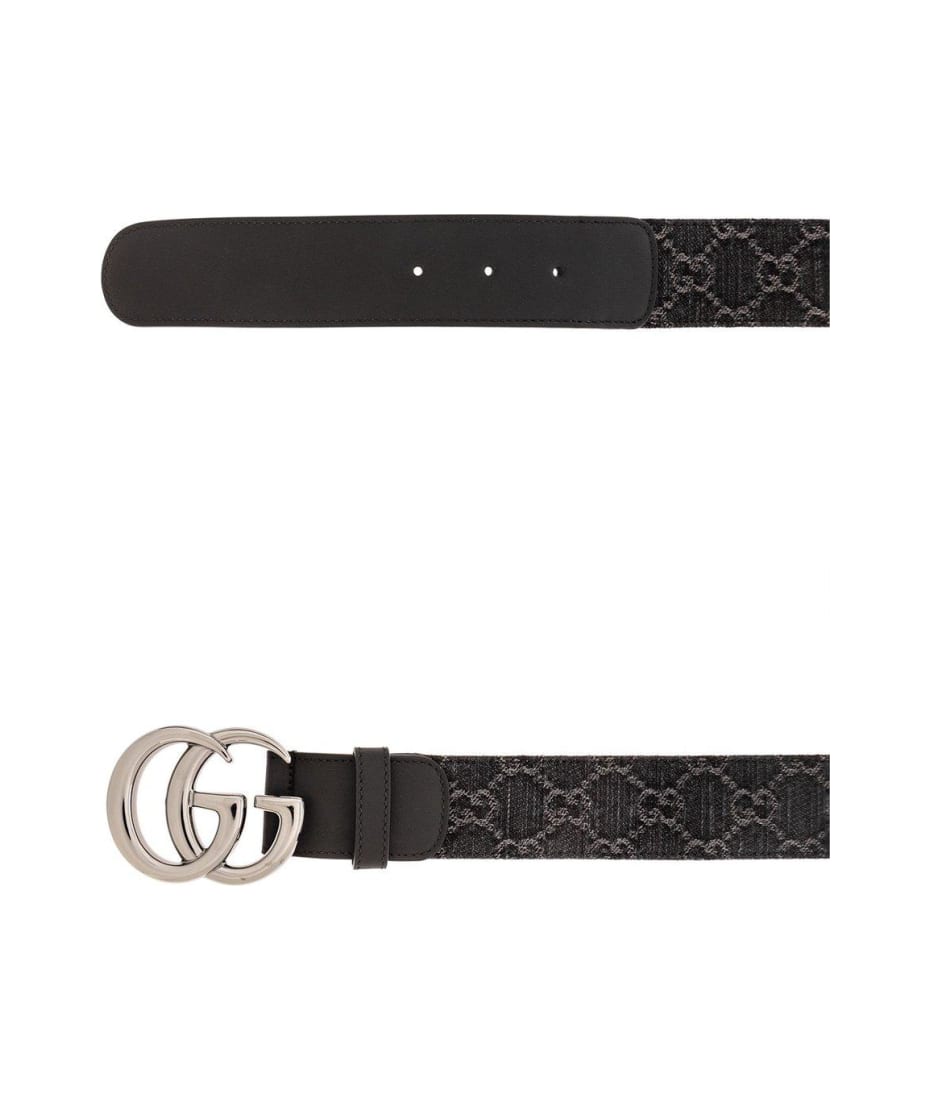 Gucci Logo Plaque Monogrammed Belts - Black