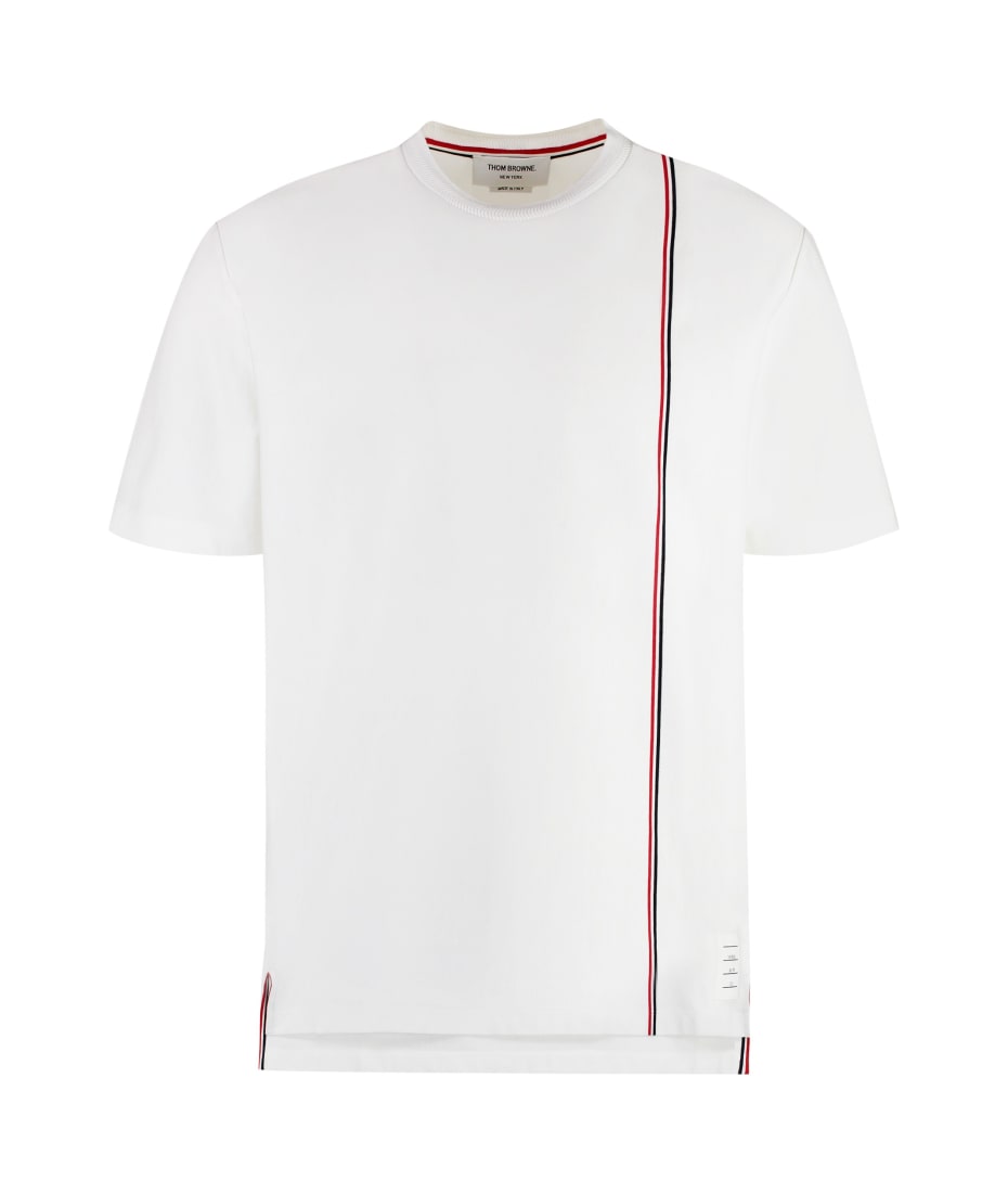 【関税&送料込】Thom Browne White T-Shirt With Stripes Thom Browne White T-shirt With Stripes | italist