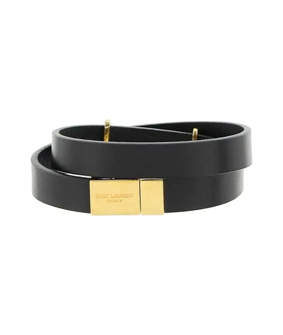 ブレスレット Saint Laurent BRACELET (7087950IH0J 1000) Leather bracelet SAINT LAURENT 70879 50IH0J1000 - Ancote